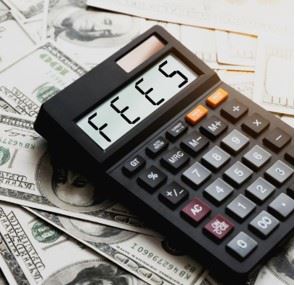 Fees Image Calculator and dollar bills in background JPEG