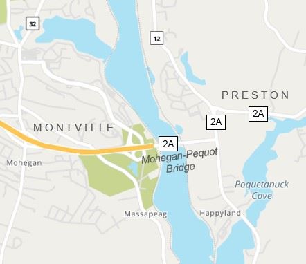 Map Image Mohegan Pequot Bridge Route 2A Montville and Preston CT